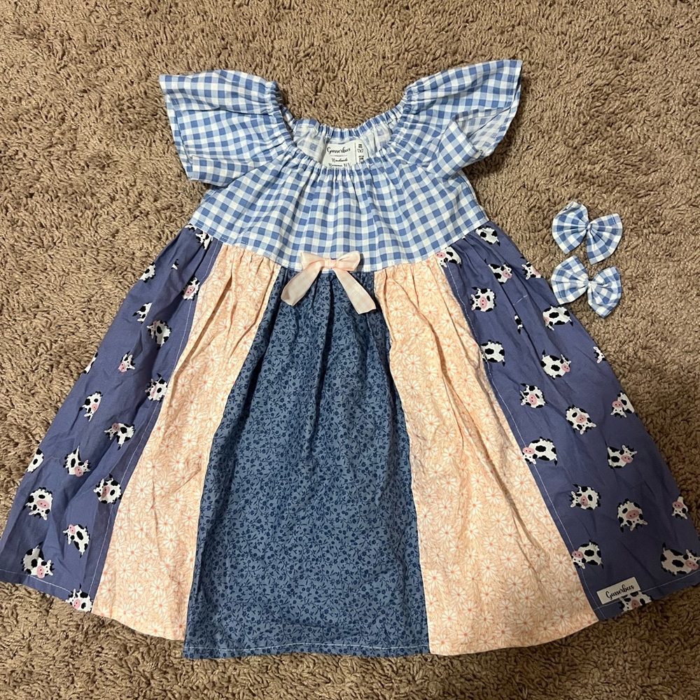 Size 4 (Dress & Piggy Bows)